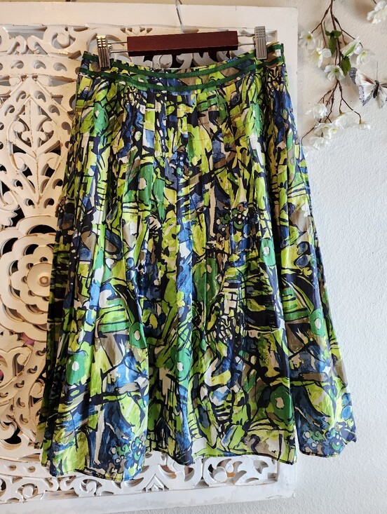 SEPT FOIS Dresses & Skirts - SEPT FOIS ABSTRACT PRINT PLEATED CIRCULAR SKIRT KNEE LENGTH FULLY LINED SZ 38